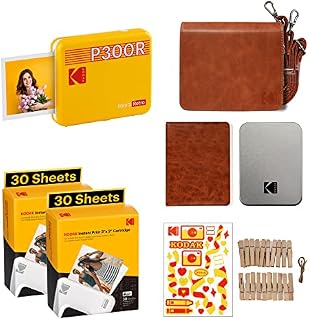 KODAK Mini 3 Retro 4PASS Portable Photo Printer (3x3) + 68 Sheets Bundle, Black