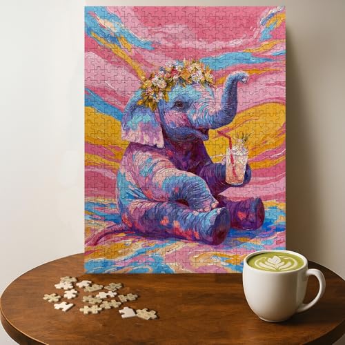 Casse-Tête Éléphant Vacances 500 Pièces Bois Adultes 20 x 15 po