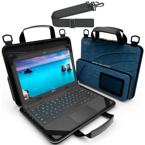 Funda para Chromebook en tus viajes diarios maletín rígido con correa de hombro azul