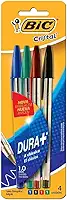 BIC, Caneta Esferográfica Escrita Média, Cristal Dura+, 4 Cores