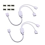 RGBZONE 2 Pack 4 Pin 1 to 2 Female LED RGB Splitter Connector Cable with 6 Free Male 4 Pin Plugs for One to Two 5050 3528 RGB LED Light Strip(30cm/12inchs)