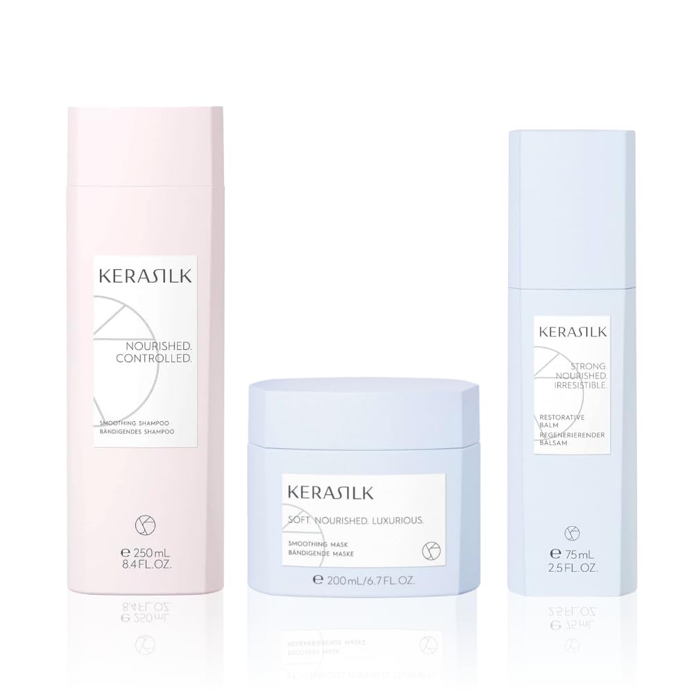Kerasilk Anti-Frizz Pflegeroutine mit Shampoo, Haarmaske & Balsam. Für unruhiges Haar, Gegen Frizz