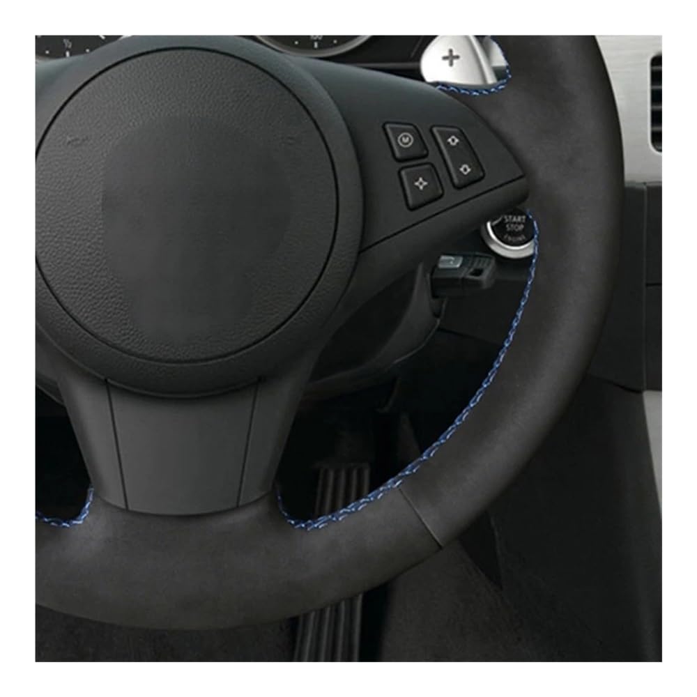 Funda Volante Coche Universal Funda para Volante de Coche de Gamuza Negra Cosida a Mano y Suave para E60 E63 E64 para Cabrio M6 2005 2006 2007 2008 2009 2010