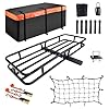 MeeFar Hitch Mount Cargo Carrier Basket 53" x19" x 5"+Waterproof Cargo Bag (51" x17"x 18"), Hauling Weight Capacity of 500 Lbs fit on 2 Inch Receiver with Hitch Stabilizer,Net and Straps