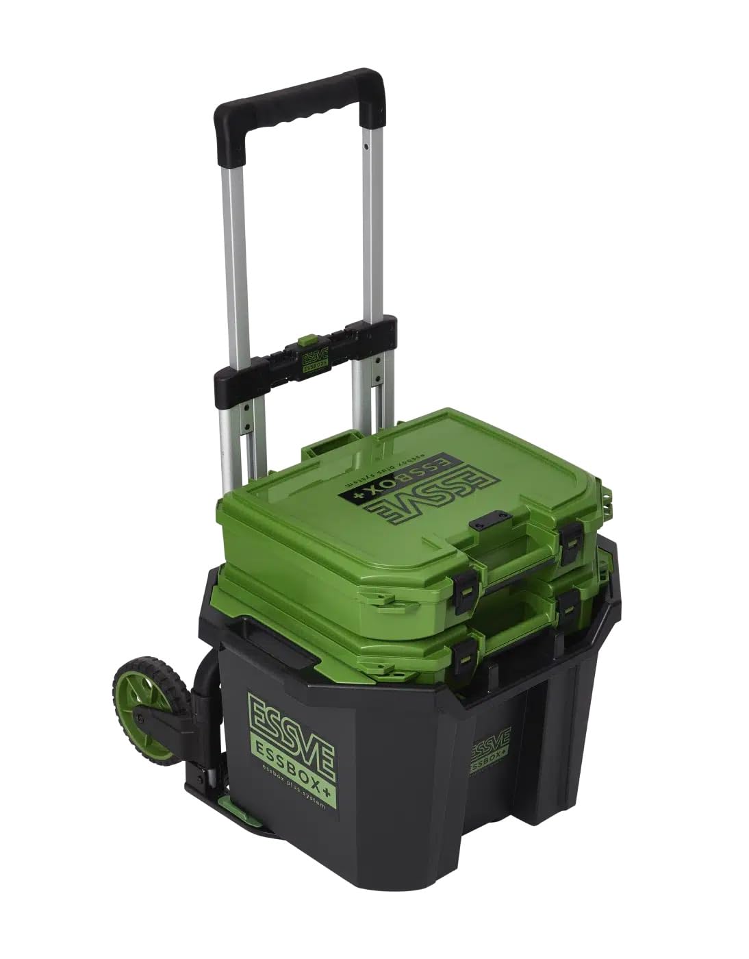 ESSVE ESSBOX+ Roll-It Transportwagen, klappbarer Systemwagen bis 125 kg, leicht & stabil, für Organize-It und Store-It, Aluminium & Kunststoff, Baustellenwagen, Made in Sweden