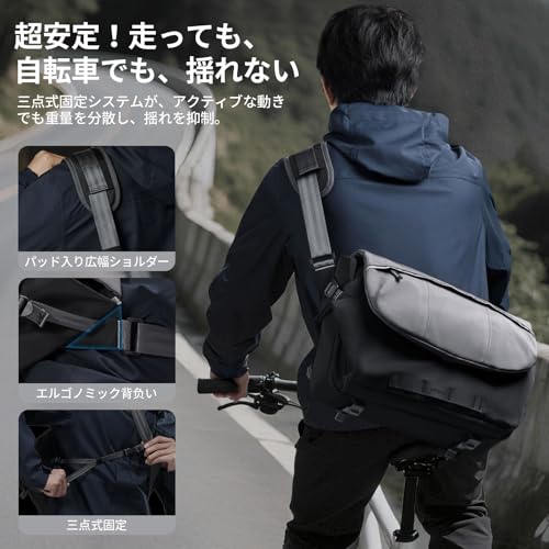 Image of Ulanzi TE88 Camera Bag, Shoulder Bag, Large Capacity, 4.9 gal (15 L), Lightweight, Dividers, Water Repellent, Sling Bag, Stylish, SLR Camera Bag, Convenient Side Access, 16-inch PC Storage, Tripod