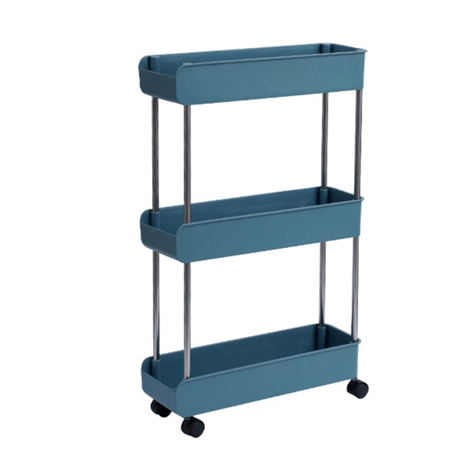 NEWFT Functional Shelf Wheeled Trolley Space Saving Mobile Utility Cart Storage Holder for Kitchen Storage Multipurpose Rolling Cart for Kitchen Bedroom