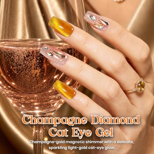 Image of Beetles Gold Cat Eye Gel Nail Polish,Champagne Diamond