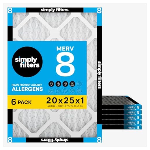 Simply by MervFilters 20x25x1 Air Filter, MERV 8, MPR 600-6 Pack of AC Furnace Air Filters