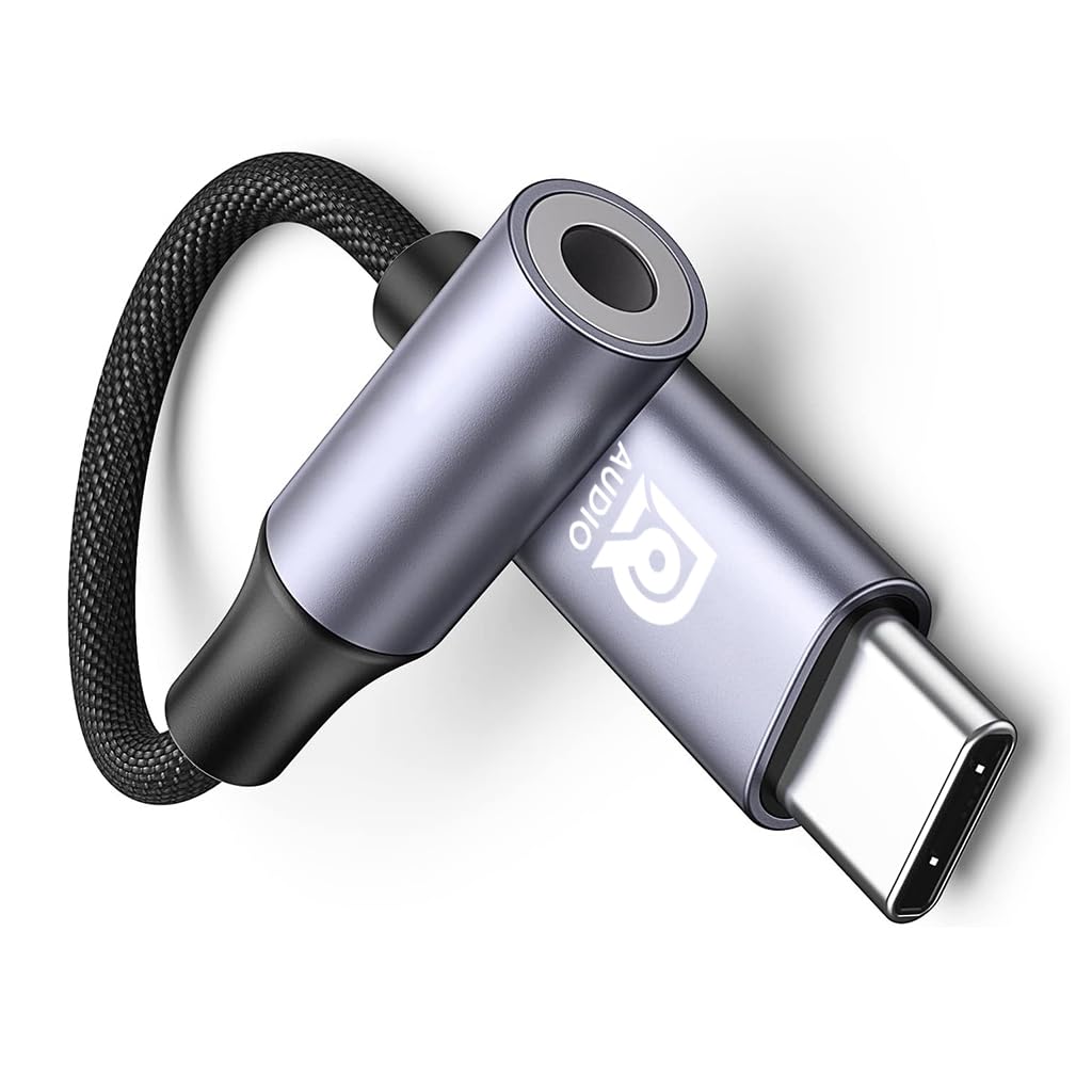 Stream USB C to 3.5mm Portable DAC Dongle, Built in DAC 16bit/48kHz, Aluminum Housing, Tangle-Free Cable, Compatible with iPhone 15 Series, Galaxy S23/S22/S21& Other Type C Phones (Grey)-image-40