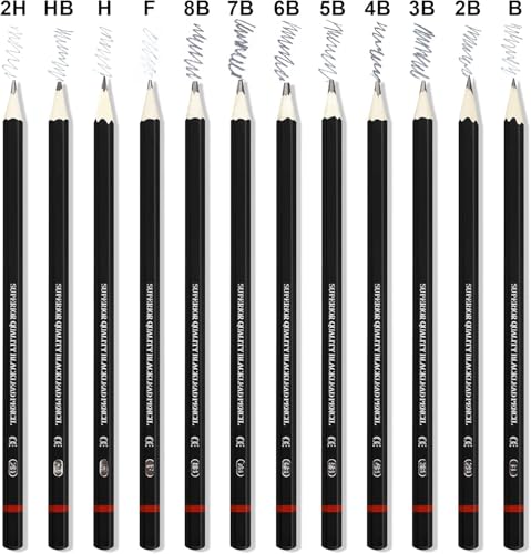 Image of Corslet 12pc Sketch Pencil Set - Art Supplies for Beginners and Professional Artists - Graphite Drawing Kit With Shading Pencils for Sketching