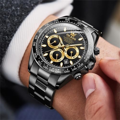 Image of OLEVS Automatic Gold Watches for Men Luxury Classic Stainless Steel Calendar Luminous Waterproof Watches for Men