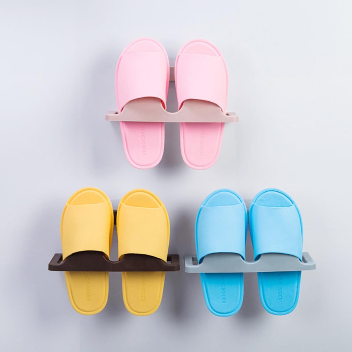 Toyvian Wall Mounted Shoe Rack 2 Pack PP Traceless Bathroom Organizer