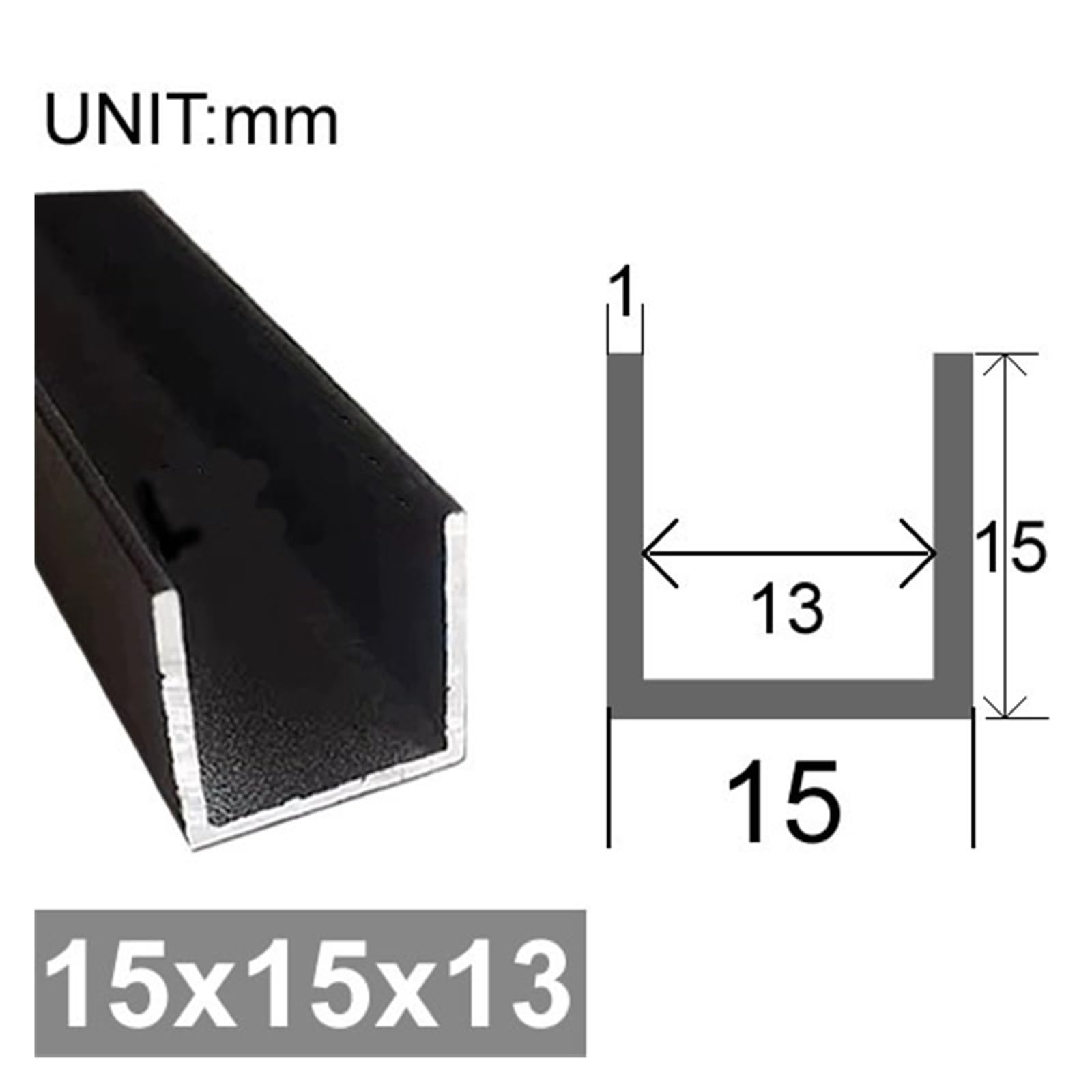 Aluminiowa krawędź równoboczna z rowkiem w kształcie litery U