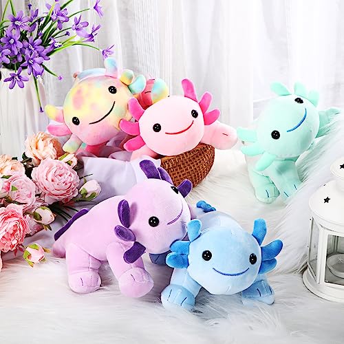 Image of Libima 5 Pcs 12 Inch Axolotl Plush Toys Stuffed Animal Plushies Pillow Doll Cute Soft Axolotl Toy Stuffed for Birthdays Gift Home Decoration(Bright Color)