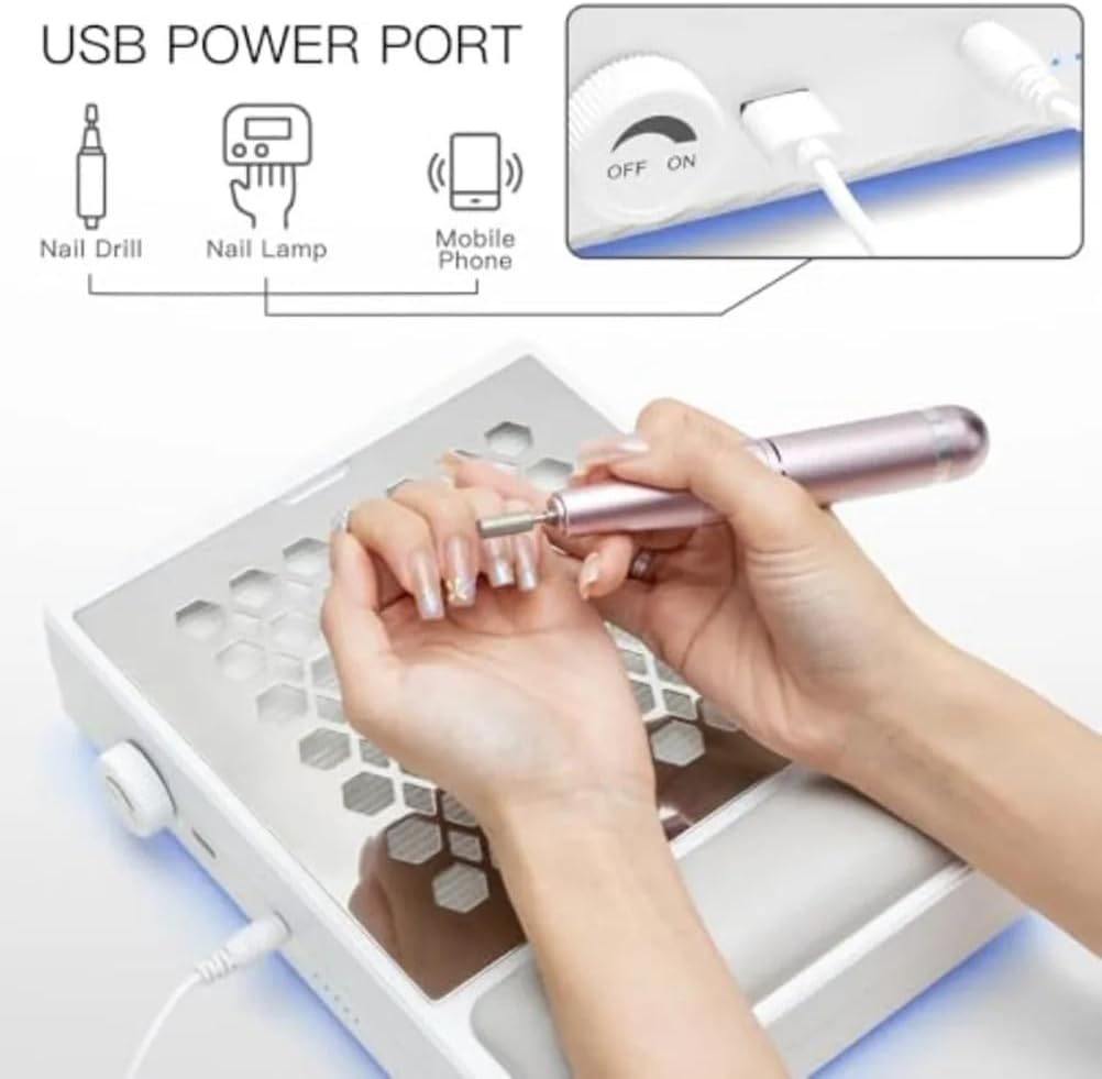 Nail Dust Collector, Dust Collector Nail Tech, Professional Vacuum Fan Vent Dust Extractor Quiet Dust Suction Machine for Acrylic Nails Polishing, Nail Salon&Home
