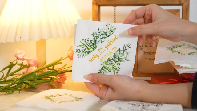 Servilletas de papel personalizadas para boda 6.5x6.5 in miniatura 7