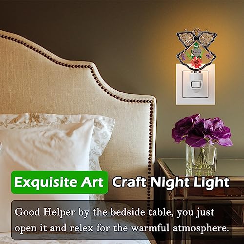 Ky&Bosam Angel-Grandma Stained Glass Night Light Flower In Glass With Metal Trim Grandma Heart Night Light Nursery Bedroom Bathroom Decorative Accent Lite Elegant Home Decoration, Guardian Butte #TOP5