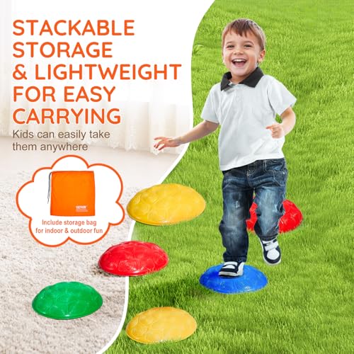 Image of VEVOR Turtle Balance Stepping Stones, 6 PCS, Up to 220 lbs Kids Turtle Jumping Stones Steps Stones, Toddler Obstacle Course Coordination Game Toys Indoor or Outdoor Play for Children Aged 3 4 5 6 7 8+