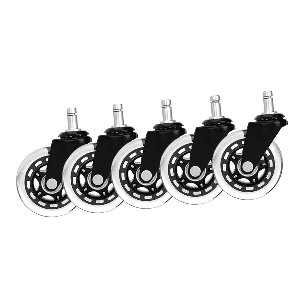 SOLUSTRE 5pcs 3 Inch Office Chair Wheels Silent Rollers Universal Non-Marking for Carpet Hardwood Tile Desks Chairs