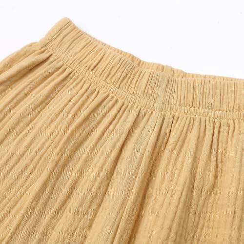 Image of GFQLONG Toddler Boy Linen Pants Girl Cotton Summer Loose Pant for Kid 2-6T | 4 pack toddler pants,light,lightweight,thin,muslin,baggy,gauze,wide leg,barrel,plain,harem bloomers for little boys