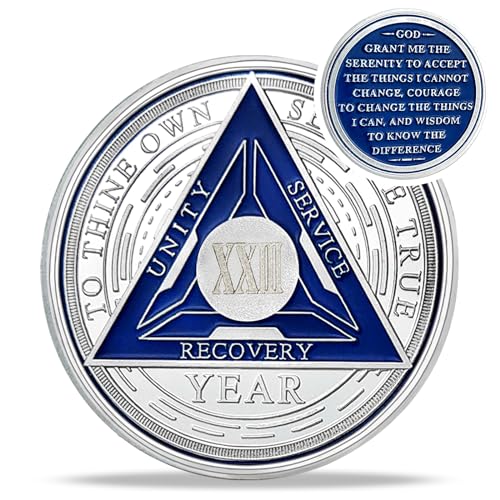 Image of Recovery Triangle 23 Year Sobriety Coin - Silver Roman Numeral NA AA Coins - 1-40 Prime NA /HA /AA Chips and Medallions - Narcotics Alcoholics Anonymous Sober Gifts for Men Women