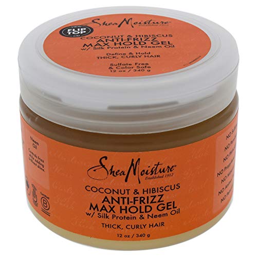 Shea Moisture Coconut and Hibiscus Anti-Frizz Max Hold Gel for Unisex, 12 Ounce