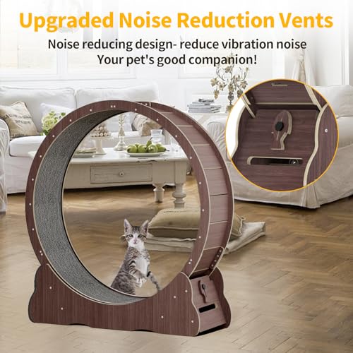 Image of Homegroove Cat Running Wheel, 45 inch Large XL Cat Exercise Wheel Treadmill with Carpeted Runway for Kitty's Longer Life (Brown)