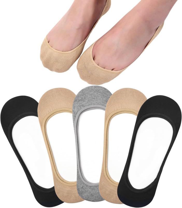No Show Socks Women for Flats Ultra Low Cut Liner Non Slip Invisible Socks_Free Size(Multicolour)-image-5