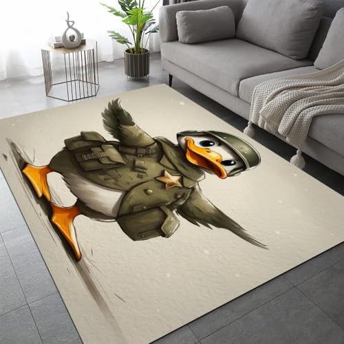 LEINEN Ente Teppich Kinderteppich Modern 3D Kawaii Tiere Teppich Kinderzimmer Kurzflor Teppiche...