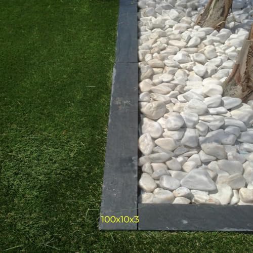 Bordillos de Pizarra Natural 100x10x3 cm – Lote 1 Pieza | Borduras para jardín, senderos y césped | Piedra Natural Resistente Exterior