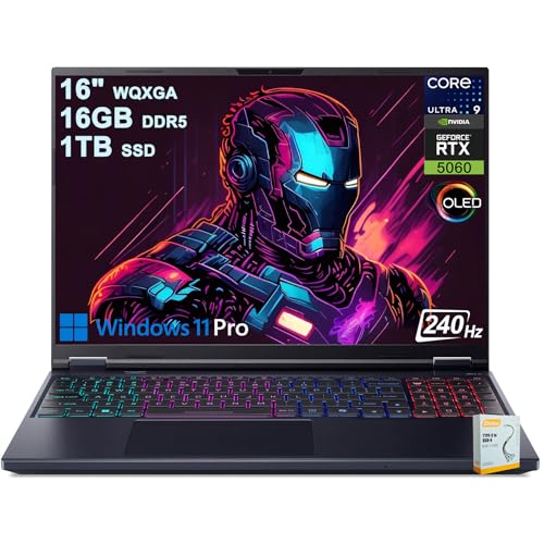 Image of Acer Predator Helios Neo 16S AI Gaming Laptop | 16 inch 2560x1600 OLED 240Hz G-SYNC | Intel 24-core Ultra 9 275HX | 16GB DDR5 1TB SSD | GeForce RTX 5060 (Up to 572 AI Tops) Win11Pro w /DLCA Accessory