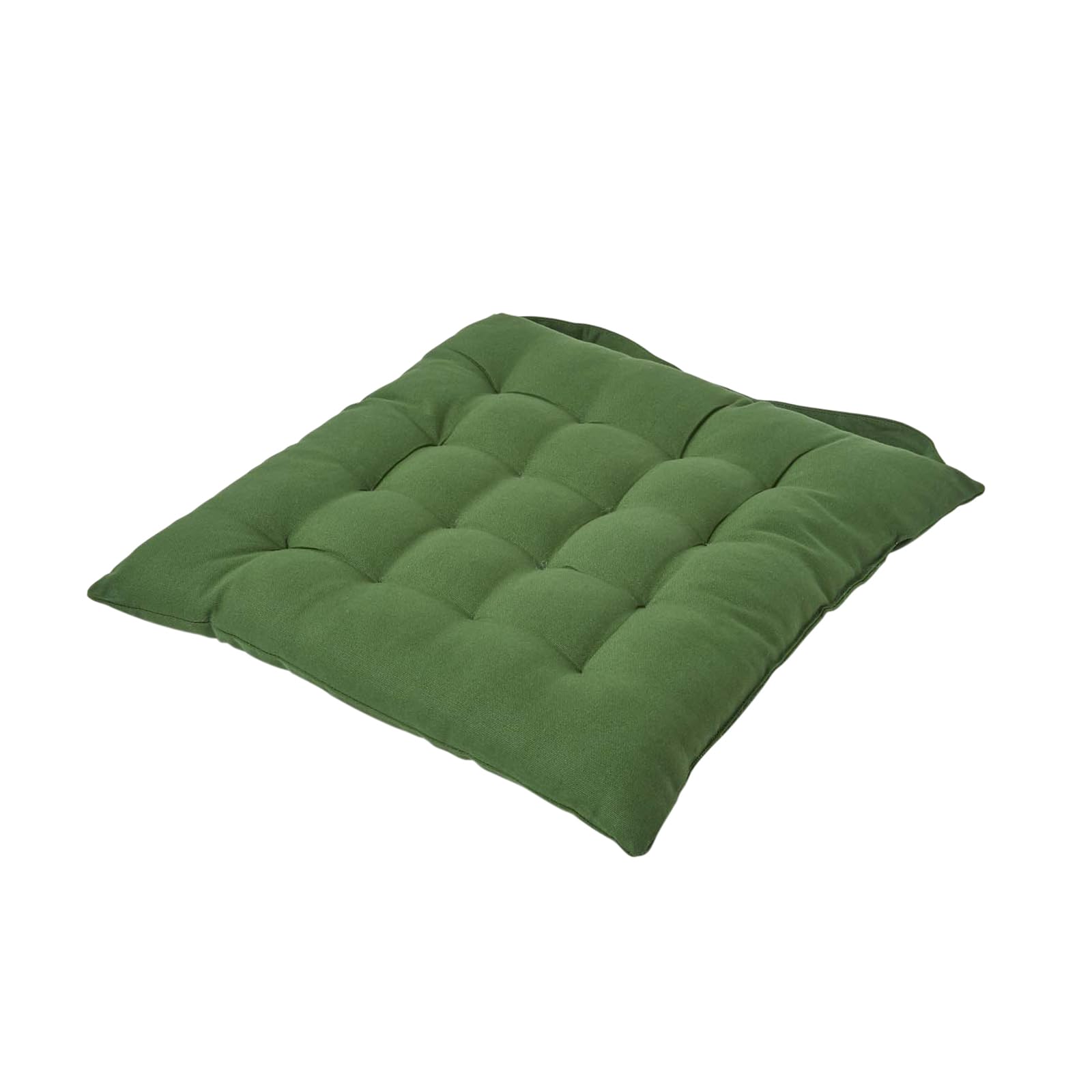 HOMESCAPES - Seat Pad - Dark Olive Green - 40 x 40 cm - Indoor - Garden - Dining - Chair Cushion - 100% Cotton - Well Filled - Easy Care - Washable At Home