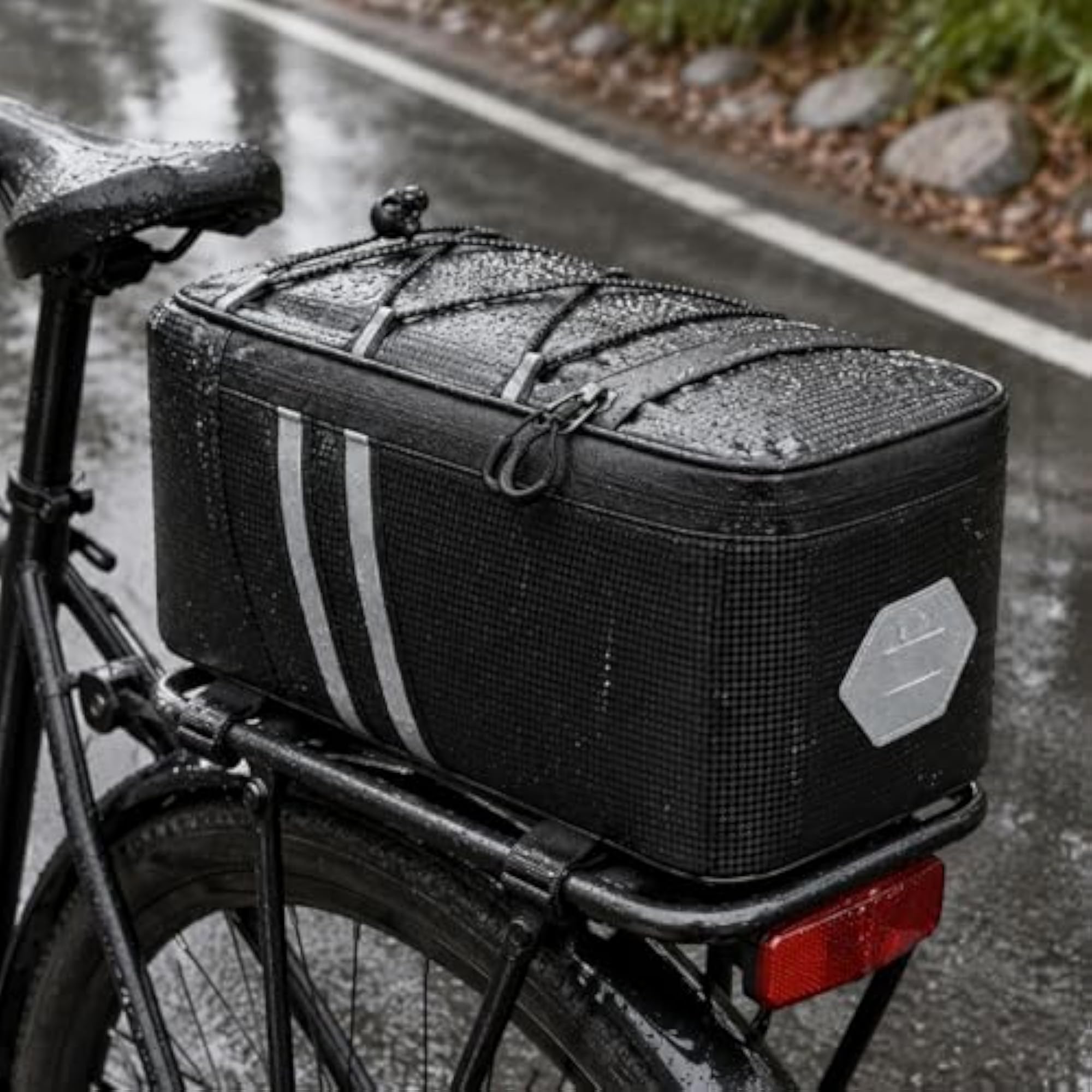 Reflective Black Rear Cargo Bag for Electric Bicycles