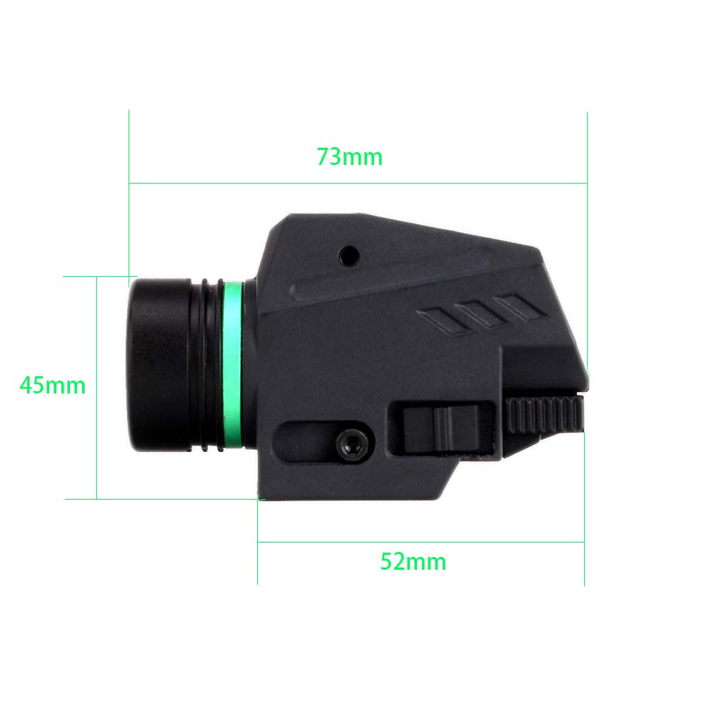 Lampe de poche LED tactique vue laser verte pour rail 20 mm Mini Glock pistolet Airsoft