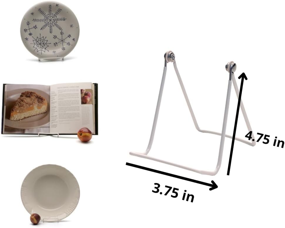 KINGDOM SOLUTIONS MADE IN USA 4-Pack Sturdy & Durable Adjustable White Metal Easels to Display Books, Frames, Comics, Plates & More - Unique on the Market