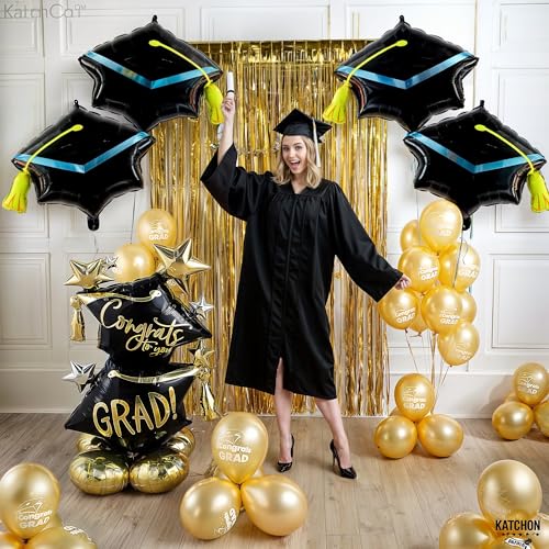 Image of Graduation Decorations 2026 | Big Graduation Cap Balloon - 22 Inch, Pack of 4 | graduation Balloons, Grad Hat for Graduations Decorations Class of 2026 | Grad Foil Balloons, KatchOn
