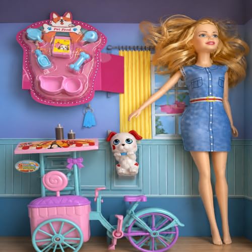 Image of SHAKTISM Doll Set for Girls with Makeup, Dress, Accessories, Wardrobe Closet, Hangers, Necklace, Multicolor, 3 Years and Up (Interesting Doll)