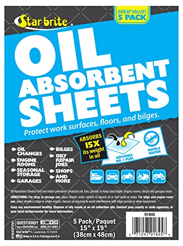 Image of STAR BRITE Bilge Oil Pads Absorbs Oil, Repels Water - 17 x 19 Heavy Weght - 5 Pack (091845)