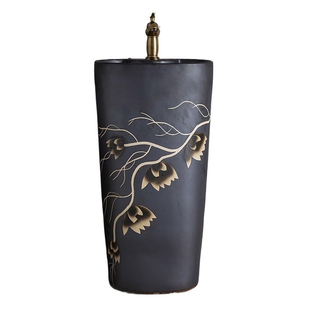 WDSOPK Pedestal Sinks Ceramic Column Wash Basin Household Balcony Bathroom Floor Integrated Sink