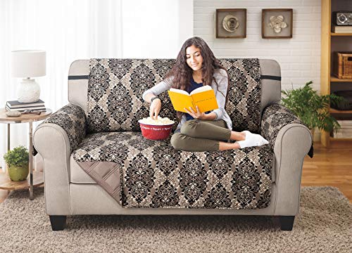 Loveseat-Cover-Furniture-Protector-Shield-Protects-from-Dogs-Cats-Pets-Kids-Stains-Reversible-Easy-Wash-Dry-French-Damask-Taupe-88W-x-75L Loveseat Cover Furniture Protector Shield Protects from Dogs Cats Pets Kids Stains Reversible Easy Wash Dry French Damask Taupe 88W x 75L