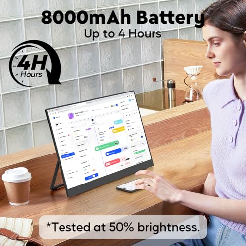 Image of 17.3 inch Wireless Portable Monitor with Built‑in 8000mAh Battery 4H, AirPlay & Miracast, 2.5K QHD 2560x1400 IPS Matte HDR, 125% sRGB, 500 Nits, VESA, Auto Rotation for Phone /Tablet, USB‑C & Mini HDMI