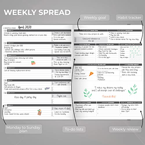 Clever Fox Planner Pro – Weekly & Monthly Life Planner To Increase Productivity, Time Management And Hit Your Goals – Organizer, Gratitude Journal – Undated, 1 Year – Softcover, 8.5X11″ (Grey) #TOP2