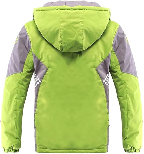 Auowell Kinderjas voor jongens, winddichte jas, afneembare capuchon, klimjas voor jongens, voor reizen, kamperen, wandelen, blauw, groen, rood, Groen, 4 Jaren
