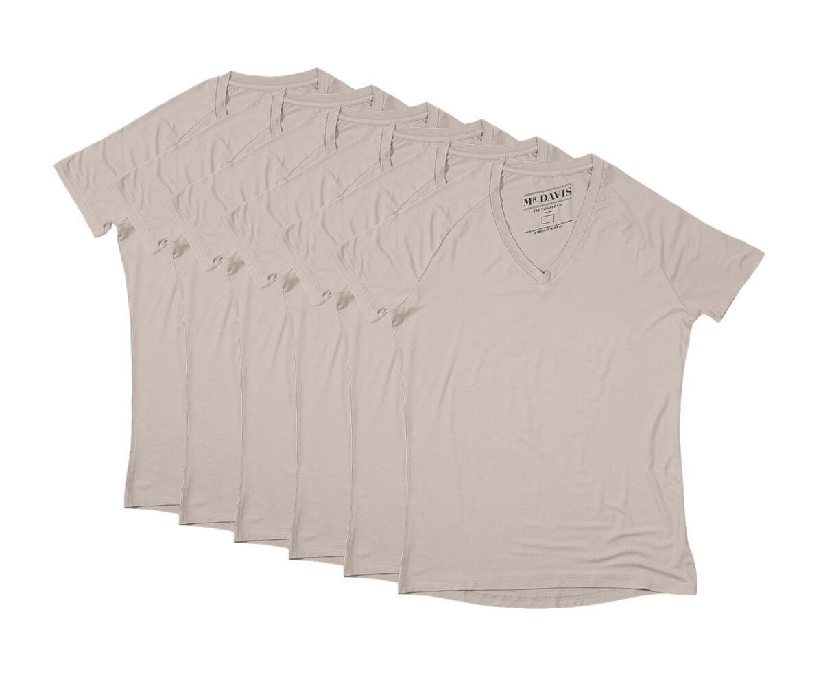 Mr. Davis - Camiseta interior de viscosa de bambú con cuello en V para hombre, corte a medida, paquete de 6