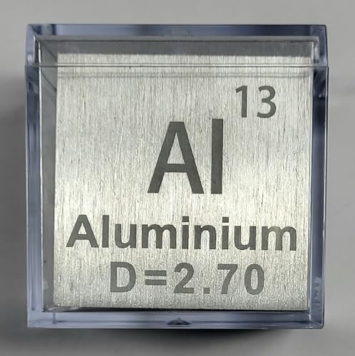 Image of 1.5 inch 38.1mm Aluminium Metal Cube Al up to 99.9% Pure Periodic Table Element Engraved Density Collection Science Education Display Block Cube + Acrylic Case Box - 1PC