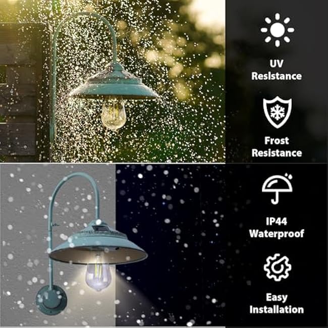 Solar Motion Sensor Lights Outdoor - Waterproof Wireless with Motion Sensor, Solar Barn Lights Outdoor Rustic Sconce Lights for Patio Yard Garage Chicken Coop & Shed Farmhouse£¨Mint Green£©