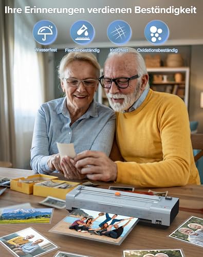 13 Zoll A3/A4 Laminiergerät mit 20 Laminierfolien, Heiß & Kalt Laminiergerät, ABS Anti-Stau, 10-in-1 Laminator mit Schneider, Trimmer & Eckenabrunder für Büro, Schule & Zuhause(Blau)