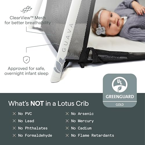 Guava Family 2131000G Guava Lotus Travel Crib With Lightweight Backpack Design | Certified Baby Safe Portable Crib | Folding Play Yard With Comfy Mattress For Babies & Toddlers | Compact Baby Travel Bed thumb #6