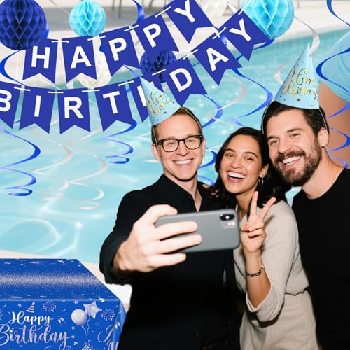 Save 50% on Blue Birthday Decorations Kit with Banner & Honeycombs